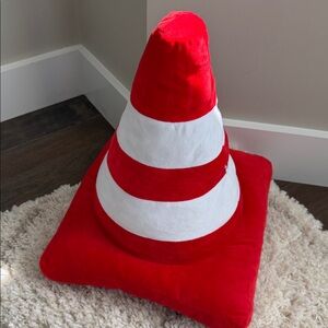 Red and White Striped Cone Throw Pillow Plushie